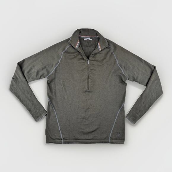Smartwool Mens Merino Wool 1/2 Zip Pullover L Green Base Layer Outdoor Hike READ - Picture 1 of 15